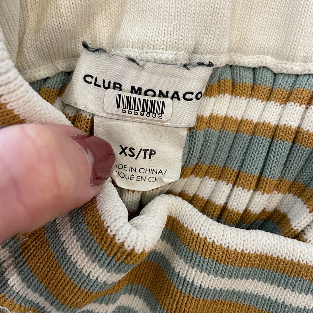 Club Monaco Assymmetrical Striped Ribbed Skirt, XS/TP - Picture 6 of 9